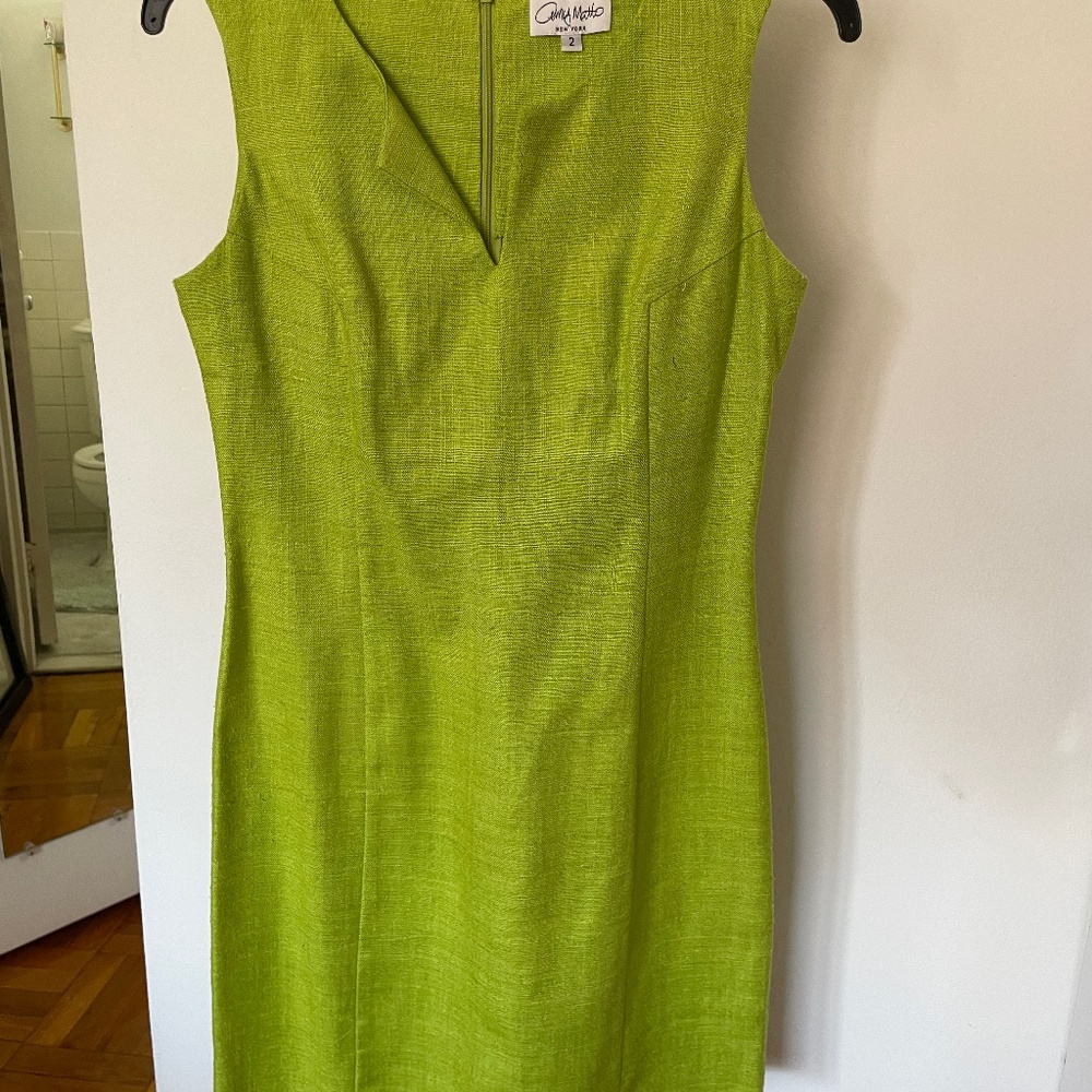 Green tweed silk dress
